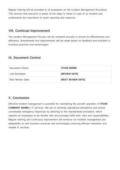 Free Incident Management Procedure Template to Edit Online