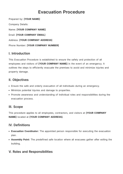 Free Evacuation Procedure Template to Edit Online