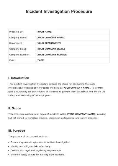 Free Incident Investigation Procedure Template to Edit Online
