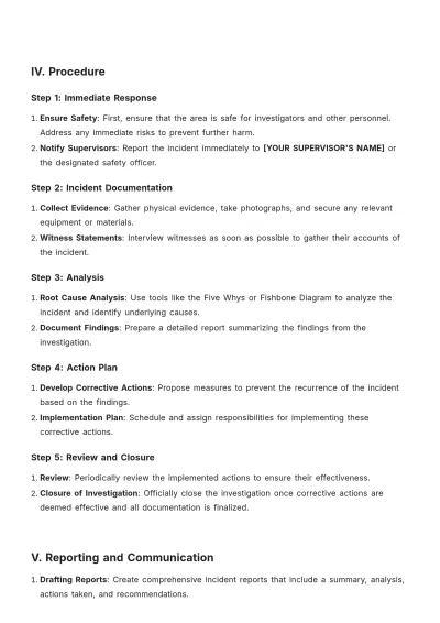 Free Incident Investigation Procedure Template to Edit Online