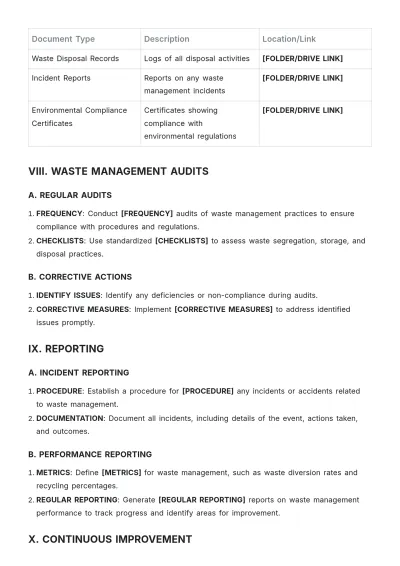 Free Waste Management Procedure Template to Edit Online