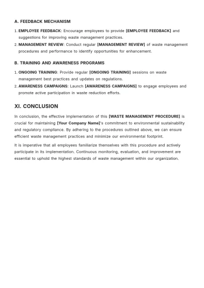 Free Waste Management Procedure Template to Edit Online