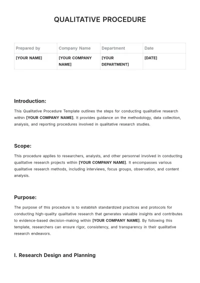 Free Qualitative Procedure Template to Edit Online