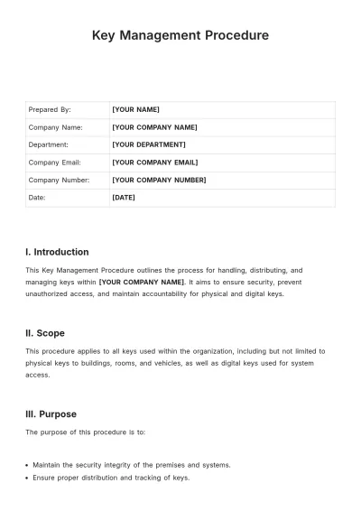 Free Key Management Procedure Template to Edit Online