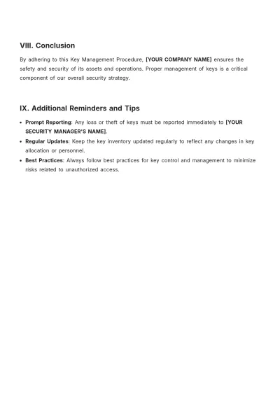 Free Key Management Procedure Template to Edit Online