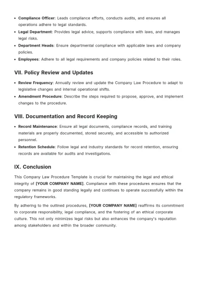Free Company Law Procedure Template to Edit Online