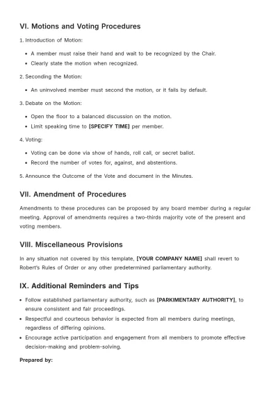Free Parliamentary Procedure Template to Edit Online