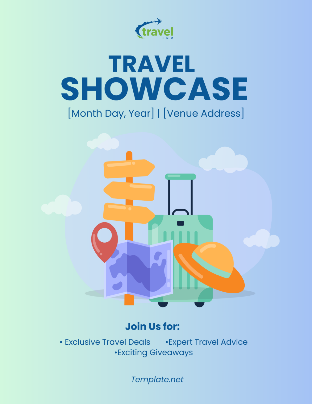 Travel Agency Invitation Flyer Template