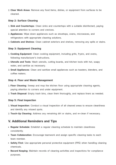Free Kitchen Cleaning Procedure Template to Edit Online