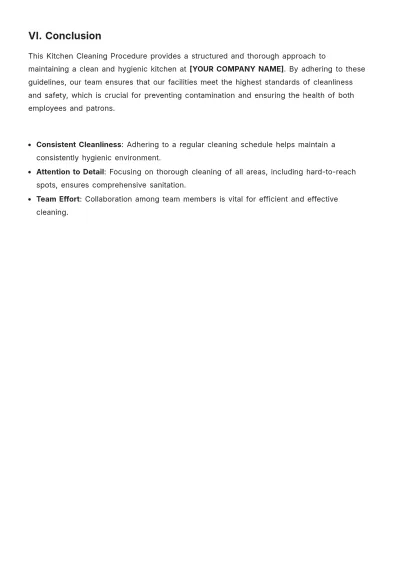 Free Kitchen Cleaning Procedure Template to Edit Online