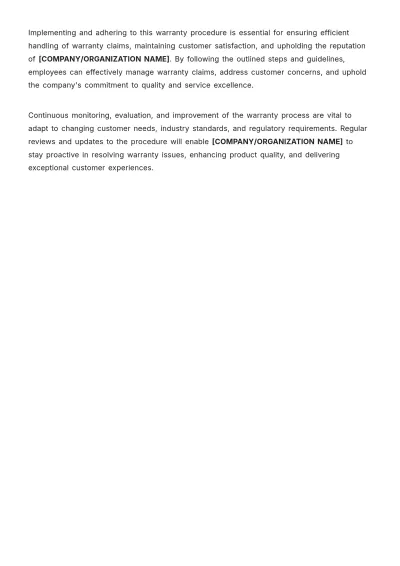 Free Warranty Procedure Template to Edit Online