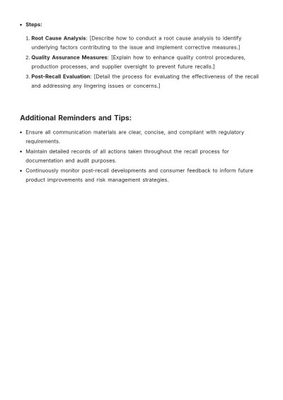 Free Product Recall Procedure Template to Edit Online