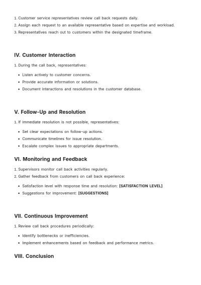 Free Call Back Procedure Template to Edit Online