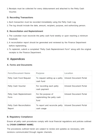 Free Petty Cash Procedure Template to Edit Online