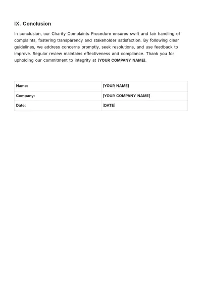 Free Charity Complaints Procedure Template to Edit Online