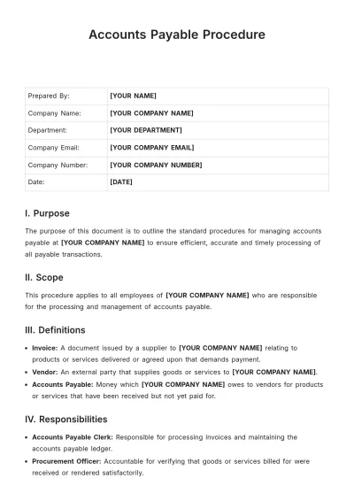 Free Accounts Payable Procedure Template to Edit Online