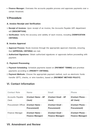 Free Accounts Payable Procedure Template to Edit Online