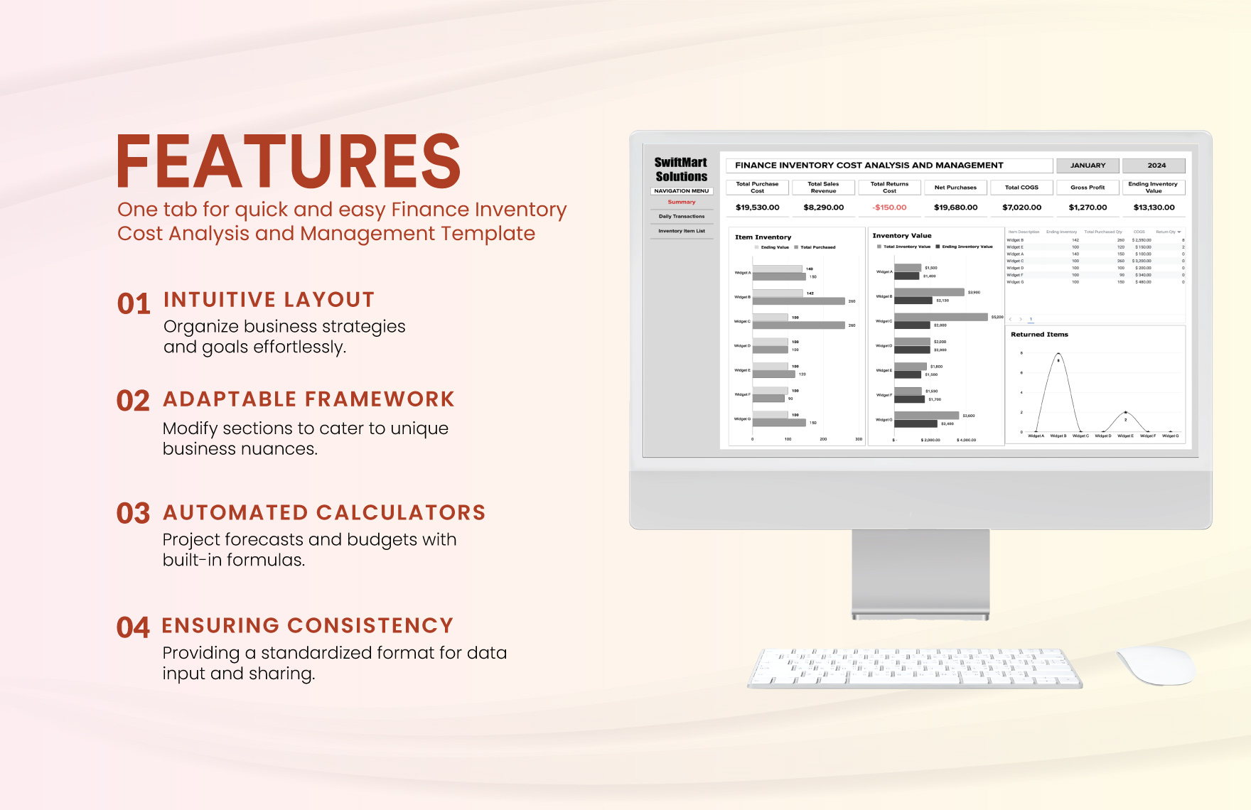 Finance Inventory Cost Analysis and Management Template