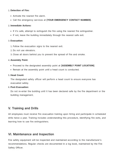Free Fire Evacuation Procedure Template to Edit Online