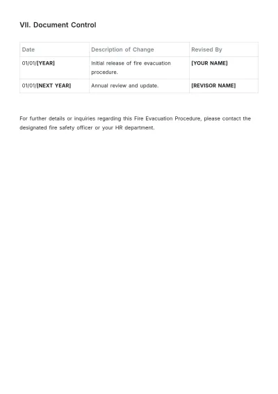 Free Fire Evacuation Procedure Template to Edit Online