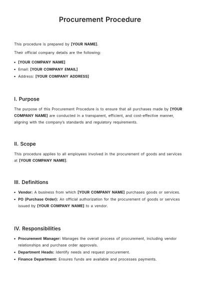 Free Procurement Procedure Template to Edit Online
