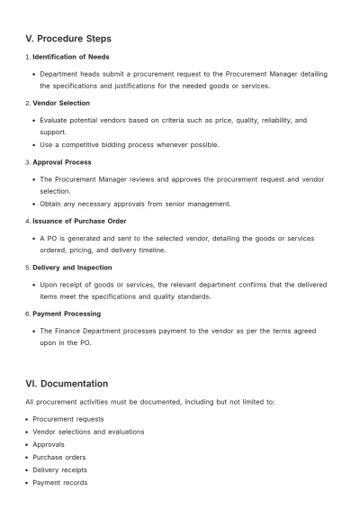 Free Procurement Procedure Template to Edit Online