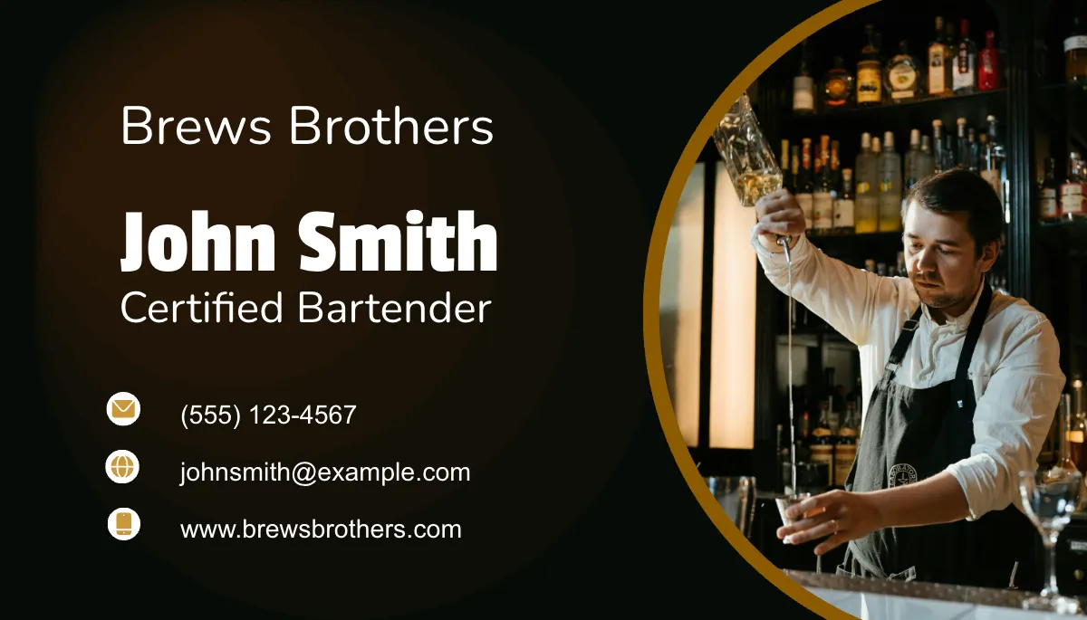 Free Bartender Business Card Template to Edit Online