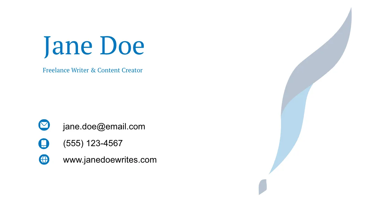 Free Writer Business Card Template to Edit Online