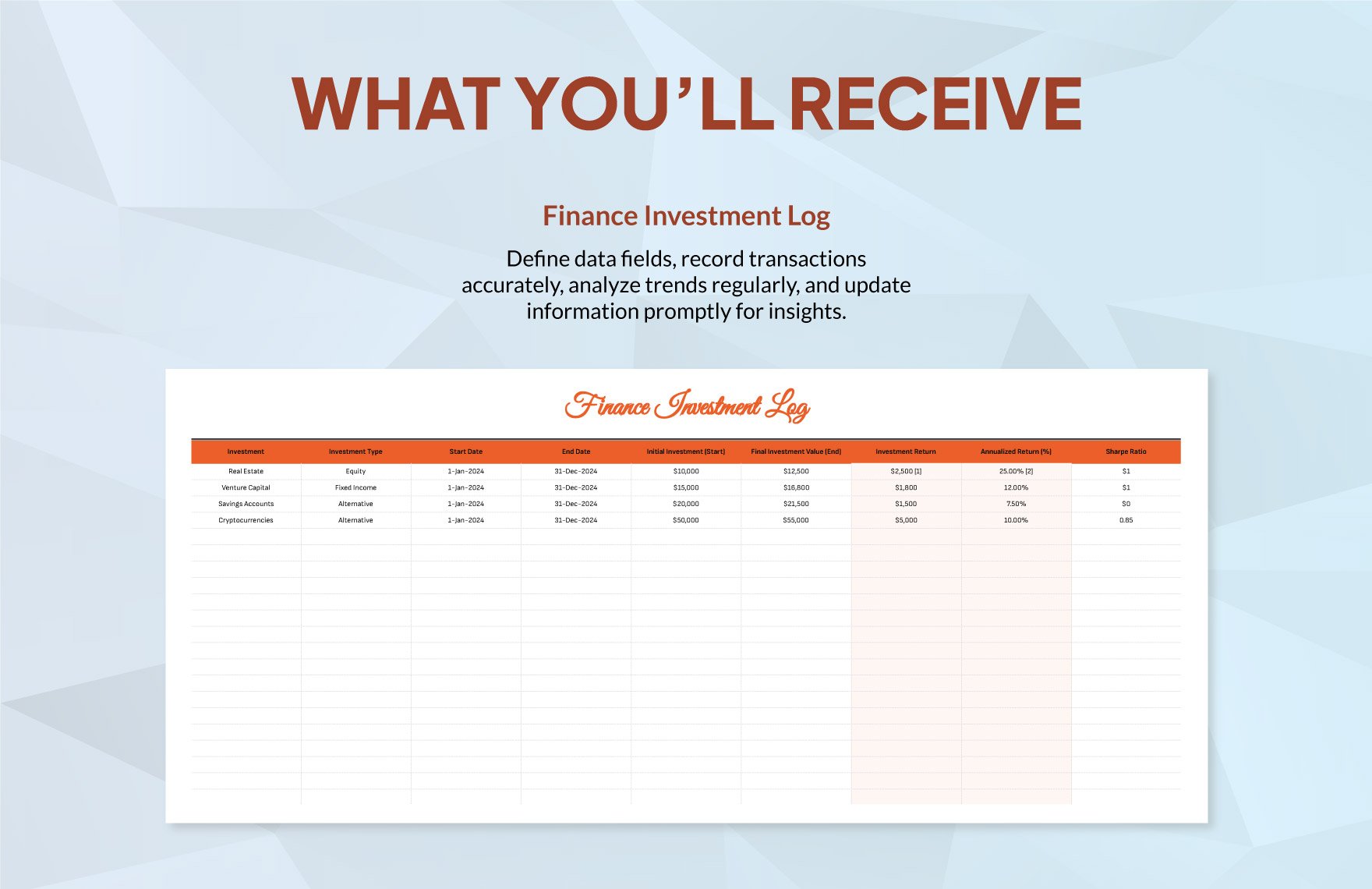 Finance Investment Performance Report Template