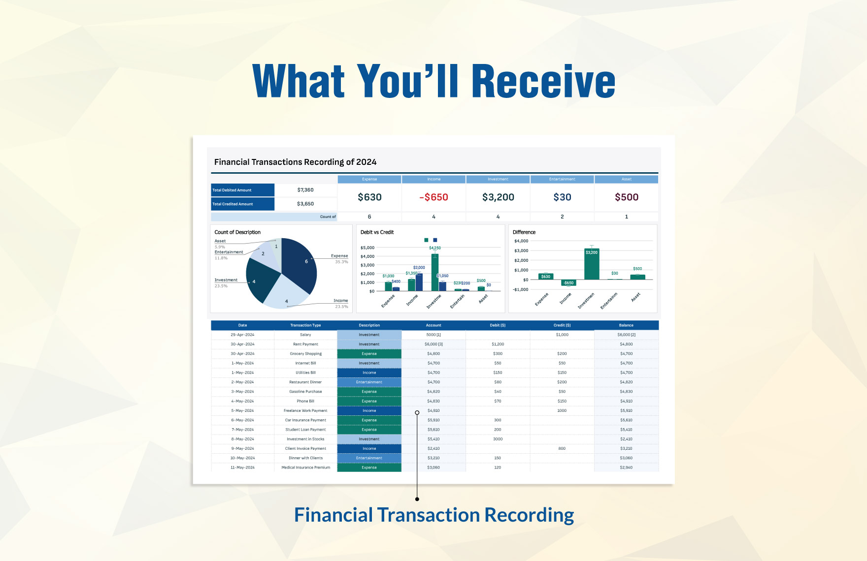 Financial Transactions Recording Template