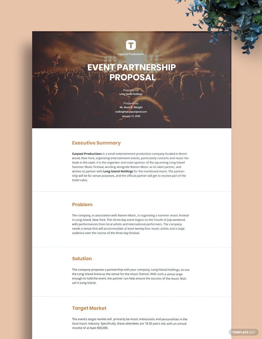 Festival Event Partnership Proposal Template