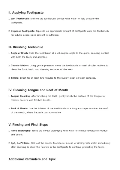 Free Brushing My Teeth Procedure Template to Edit Online