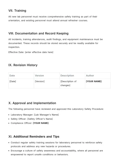 Free Laboratory Safety Procedure Template to Edit Online