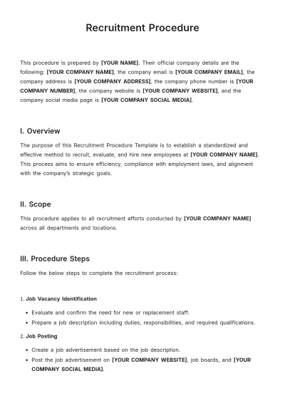 Free Recruitment Procedure Template to Edit Online
