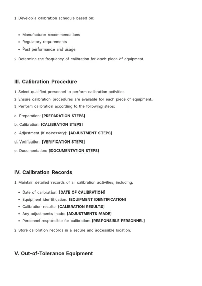 Free Calibration Procedure Template to Edit Online
