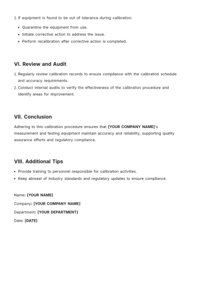 Free Calibration Procedure Template to Edit Online