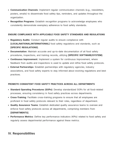 Free Food Safety Culture Procedure Template to Edit Online