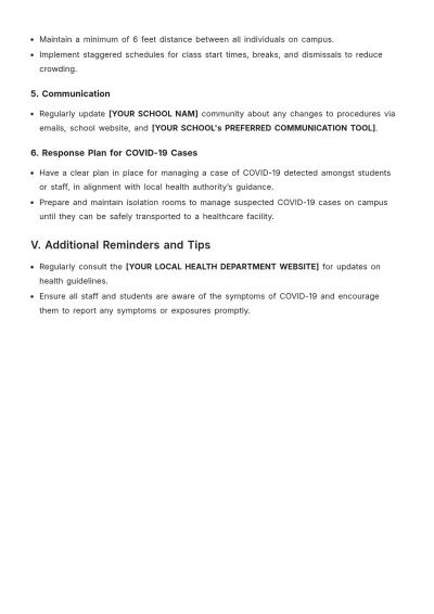 Free COVID Back To School Procedure Template to Edit Online