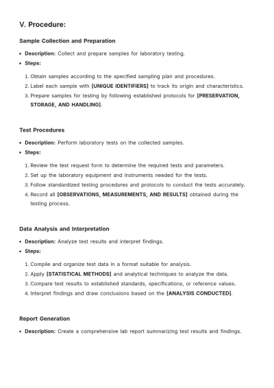 Free Lab Report Procedure Template to Edit Online