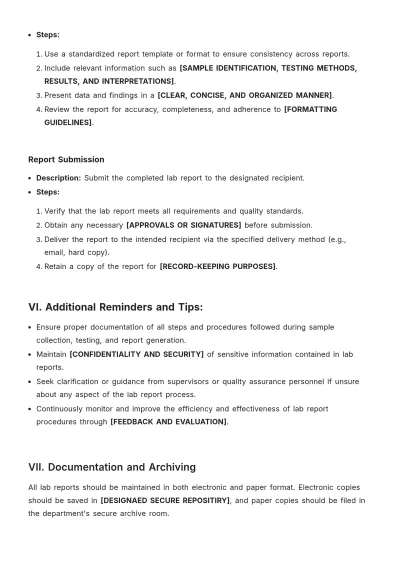Free Lab Report Procedure Template to Edit Online