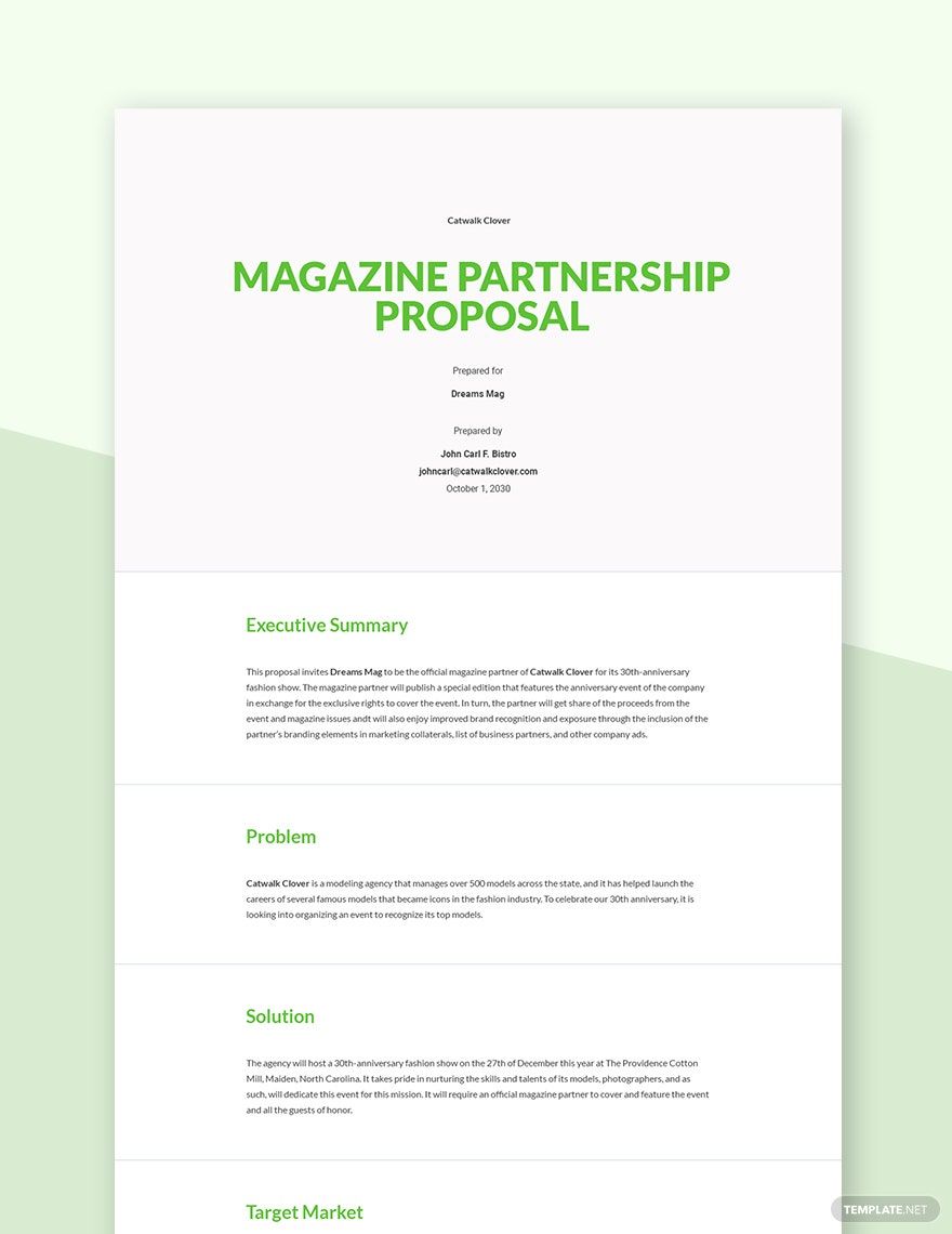 Magazine Partnership Proposal Template