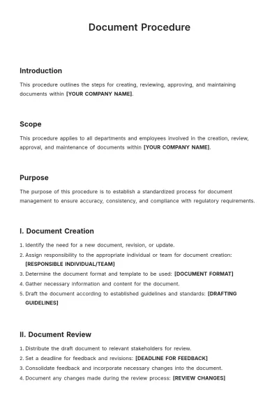 Free Document Procedure Template to Edit Online