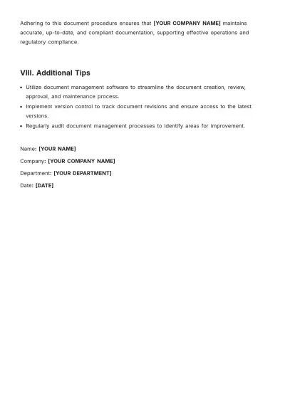 Free Document Procedure Template to Edit Online