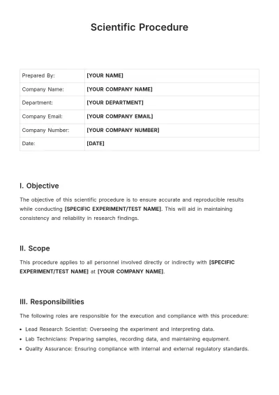 Free Scientific Procedure Template to Edit Online