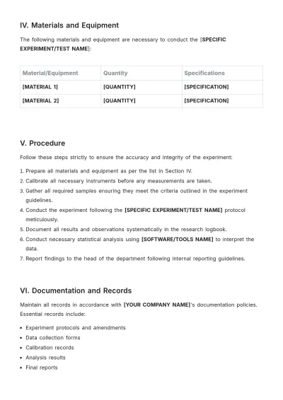 Free Scientific Procedure Template to Edit Online