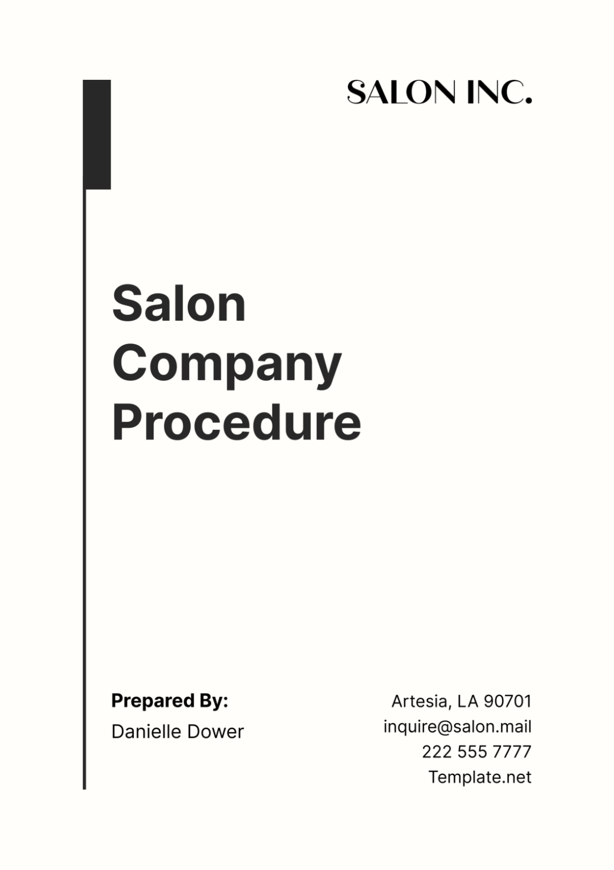 Salon Company Procedure Template