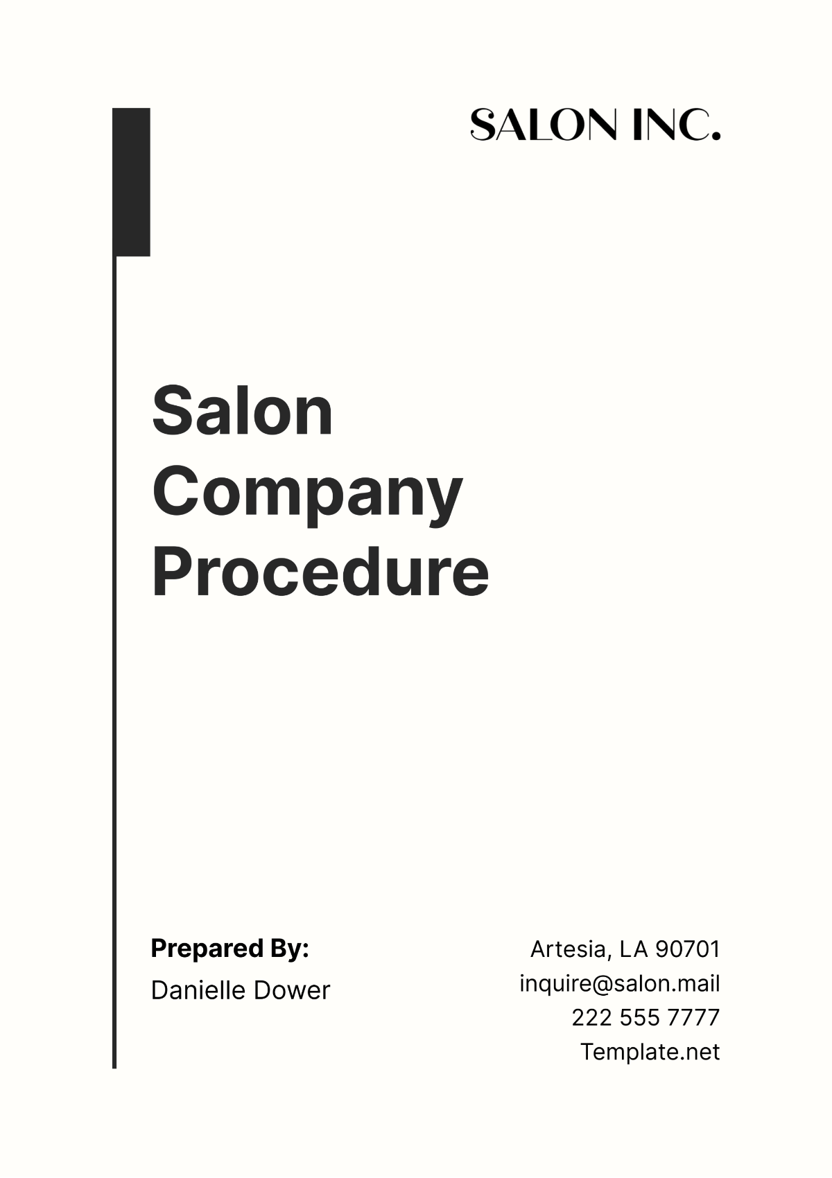 Salon Company Procedure Template - Edit Online & Download