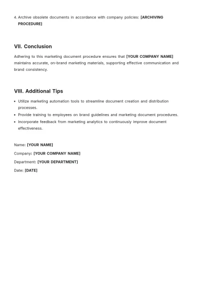 Free Marketing Document Procedure Template to Edit Online