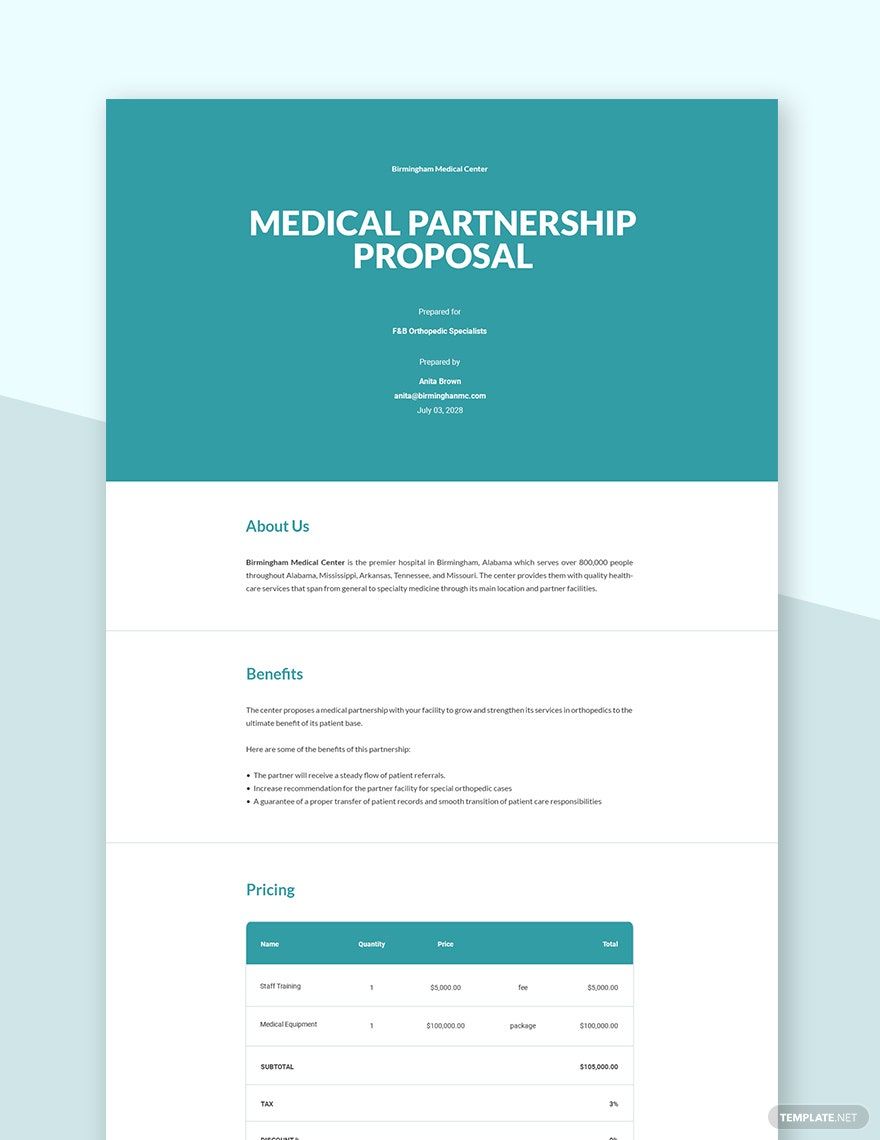 Free Medical Partnership Proposal Template