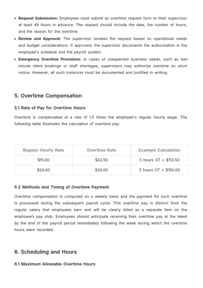 Free Salon Overtime Procedure Template to Edit Online